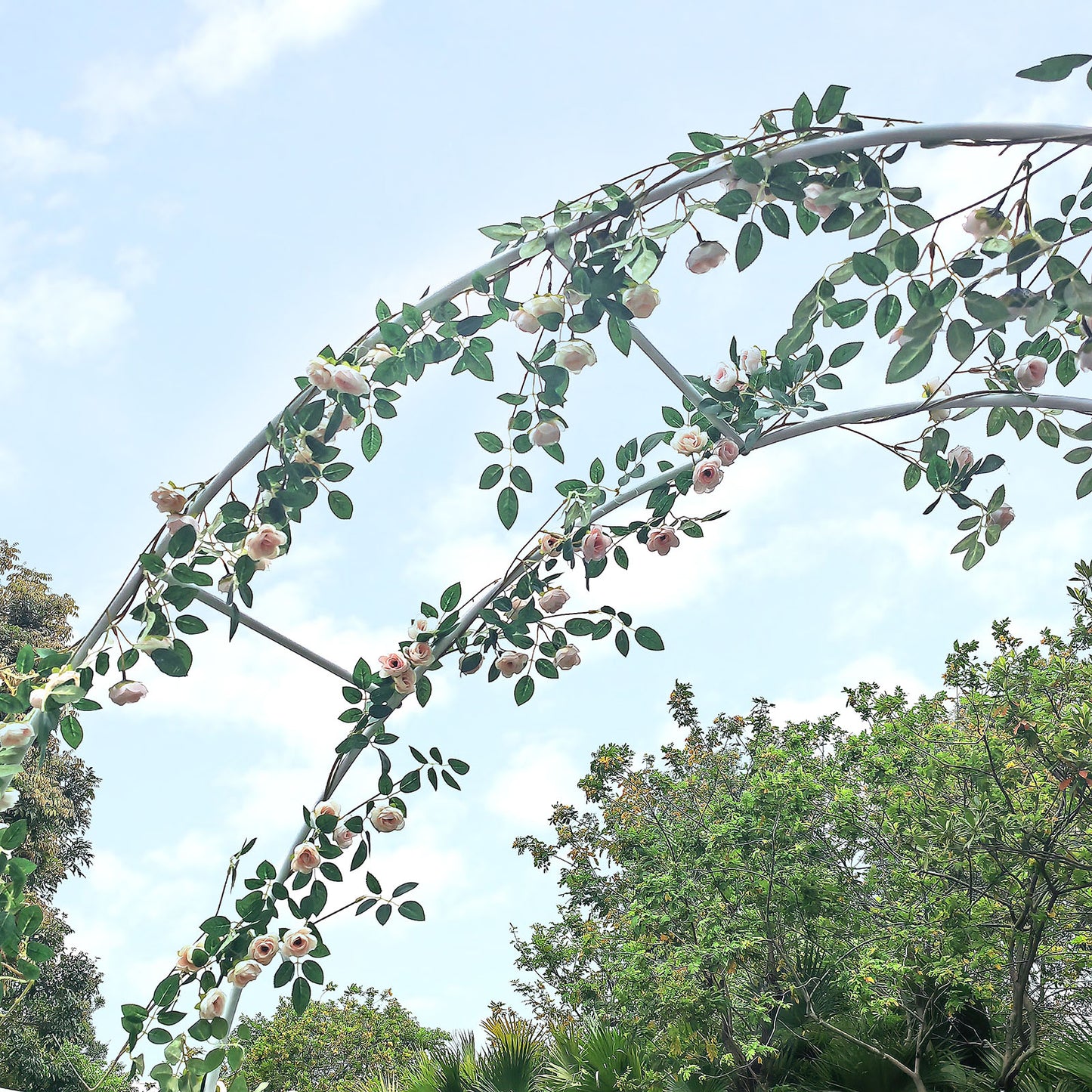 JP OUTDOOR 8ft H Metal Garden Arch Trellis,Arbor Trellis for Climbing Plants Support or Wedding Decor,White