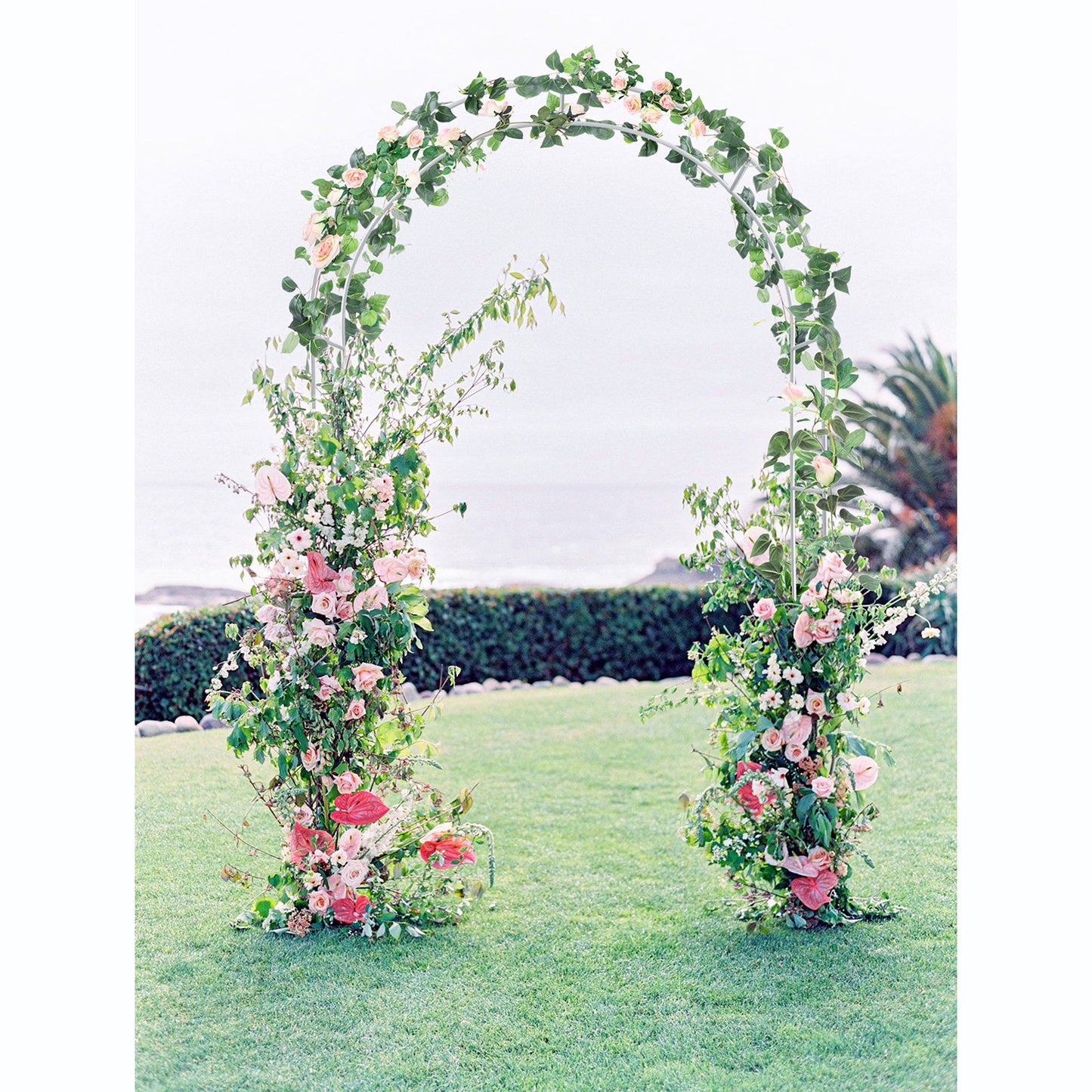 JP OUTDOOR 8ft H Metal Garden Arch Trellis,Arbor Trellis for Climbing Plants Support or Wedding Decor,White