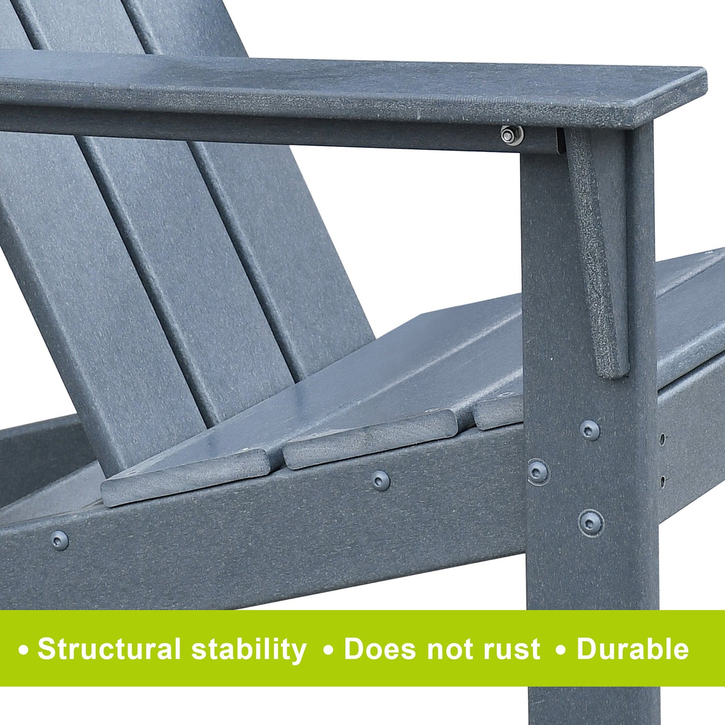 JP OUTDOOR Durable Comfortable Weather-resistant Adirondack Chairs Set of 2 with Table, HDPE Plastic for Outdoor, Gray