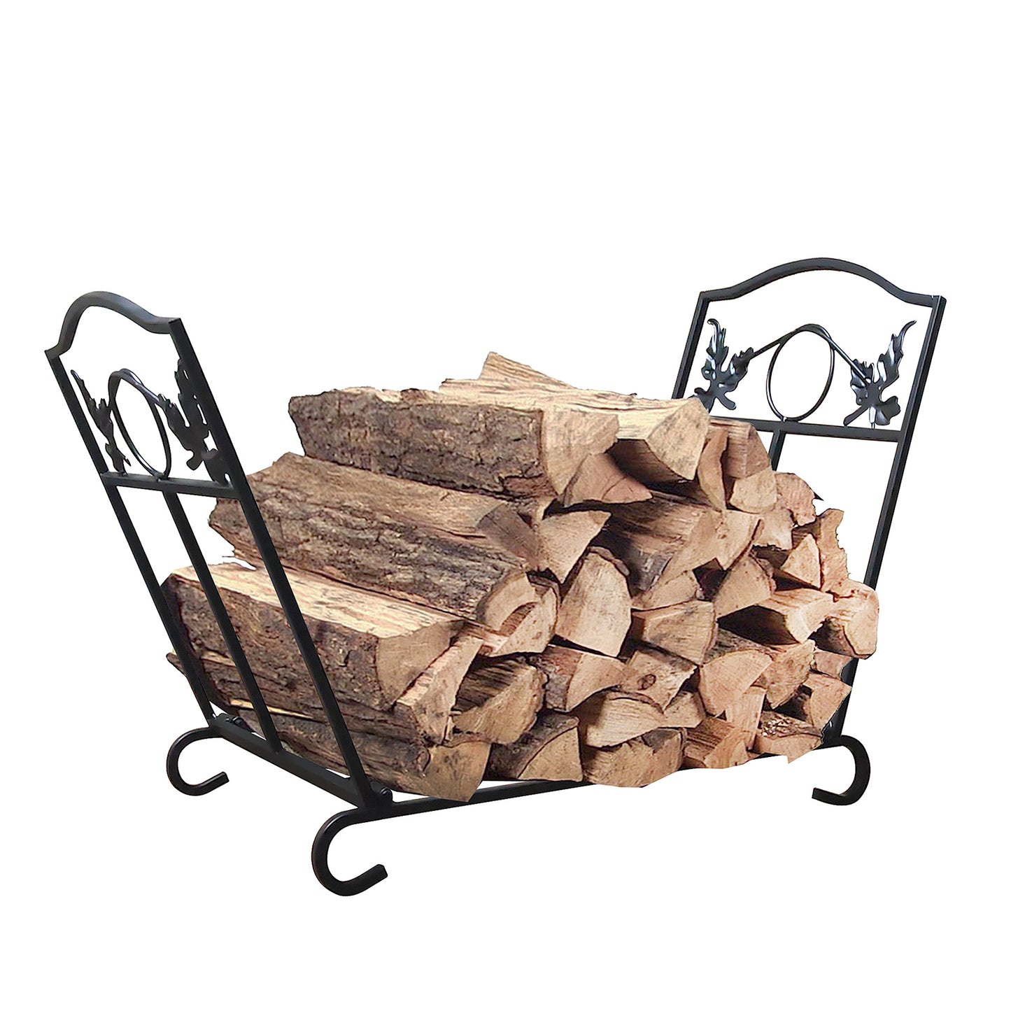 JP OUTDOOR 13.3"L*12.3" W*15.2" H Foldable Steel Firewood Log Rack for Outdoor Indoor Fireplace, Black