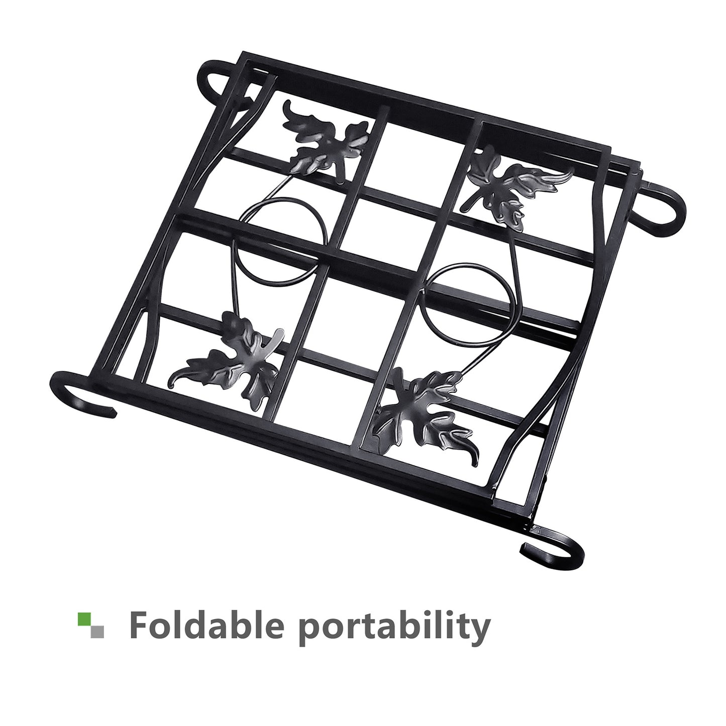 JP OUTDOOR 13.3"L*12.3" W*15.2" H Foldable Steel Firewood Log Rack for Outdoor Indoor Fireplace, Black