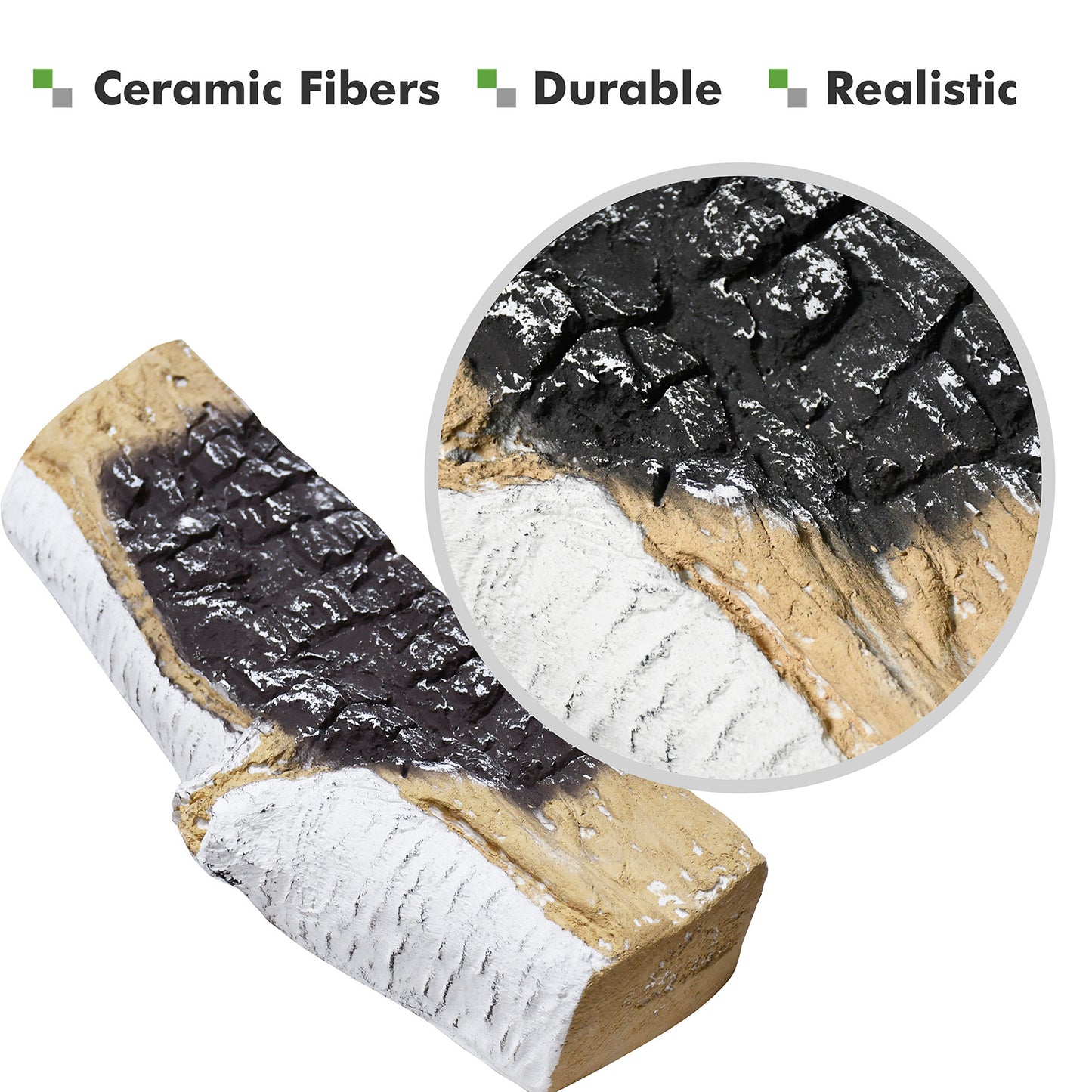 JP OUTDOOR 5PCS Gas Fireplace Log Set, Ceramic Gas Logs for Indoor Outdoor