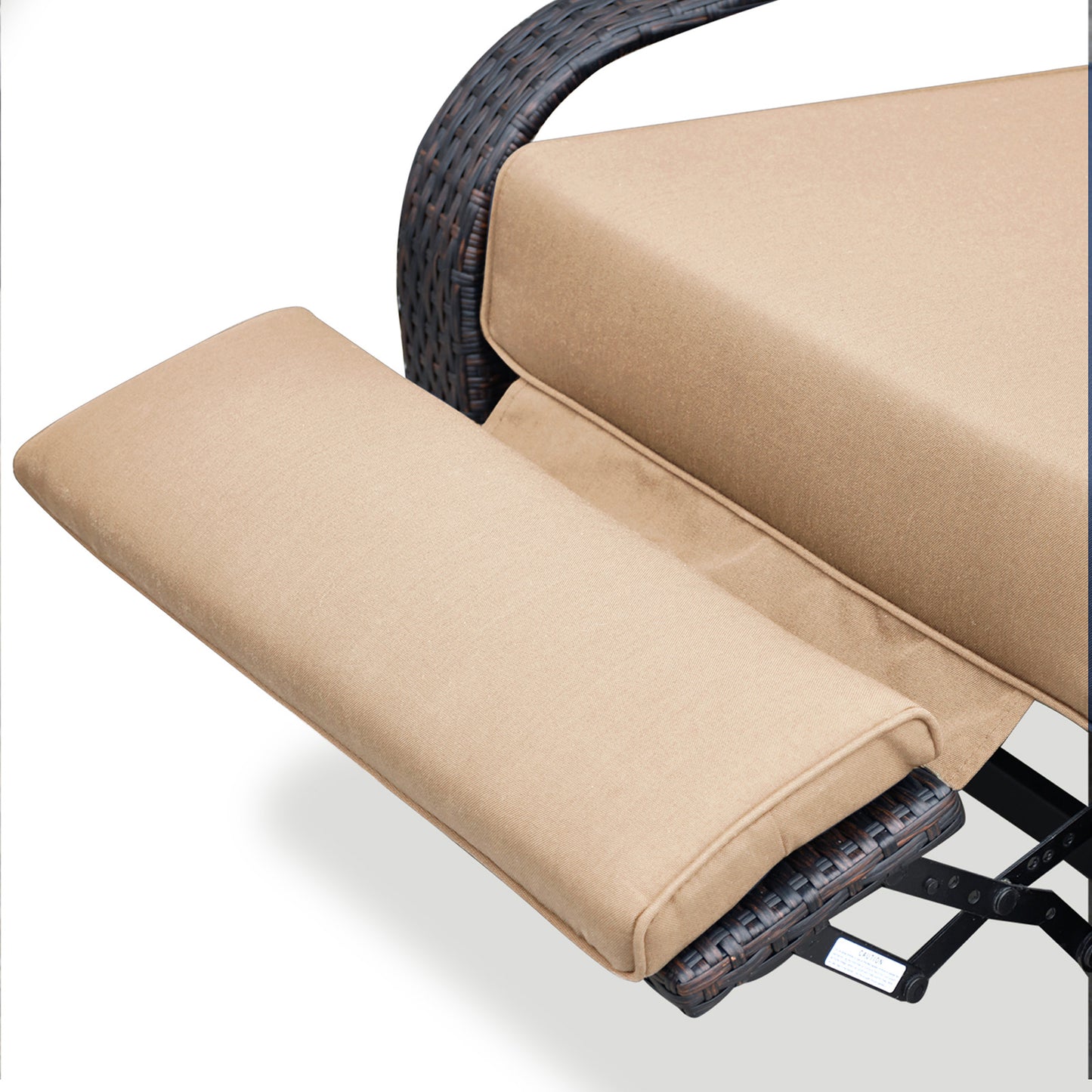 JP Outdoor Outdoor Durable Hand-woven Wicker Recliner Chair with Fade Resistant Cushion, Khaki