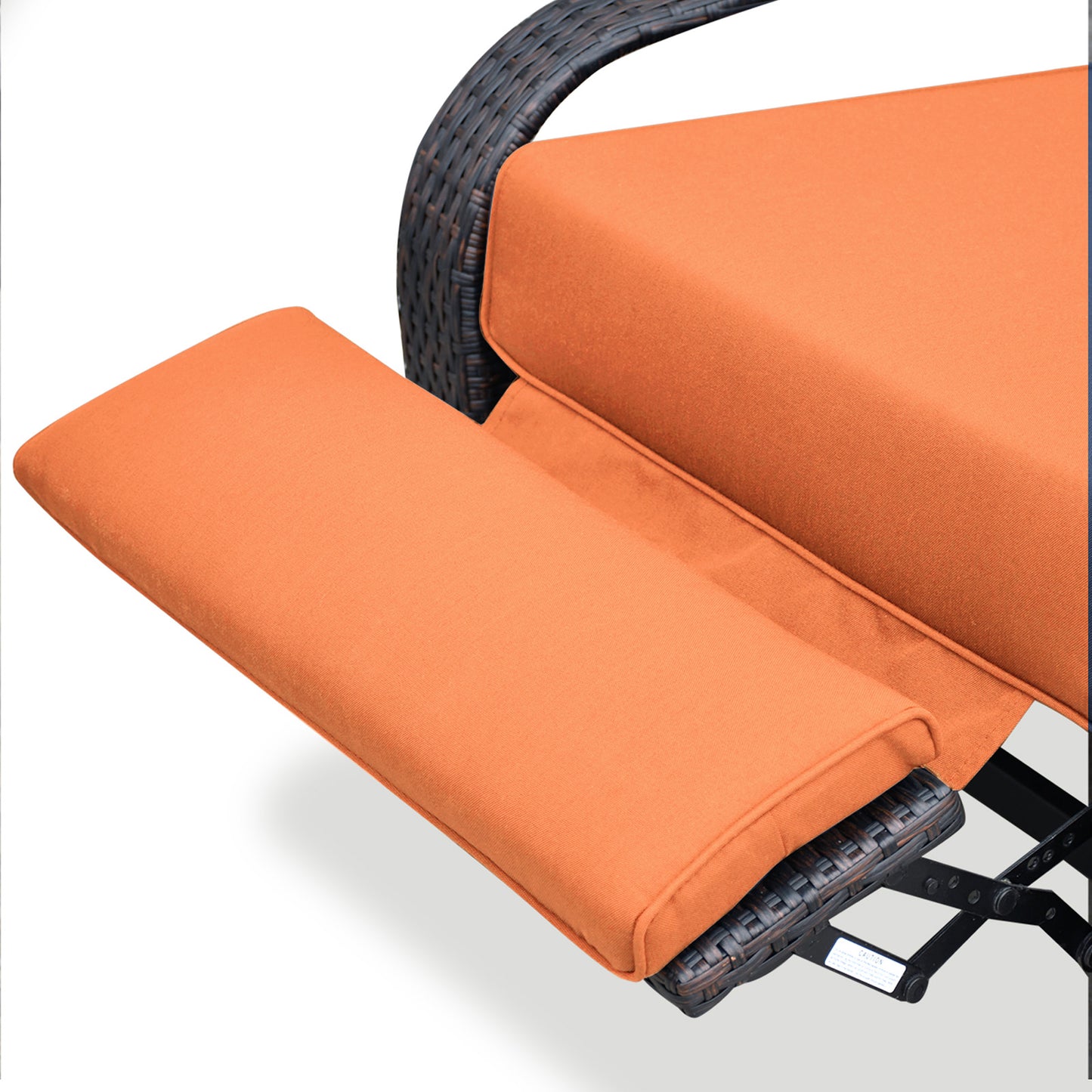 JP Outdoor Indoor Outdoor Wicker Recliner Patio Chair with Waterproof Cushions, Orange