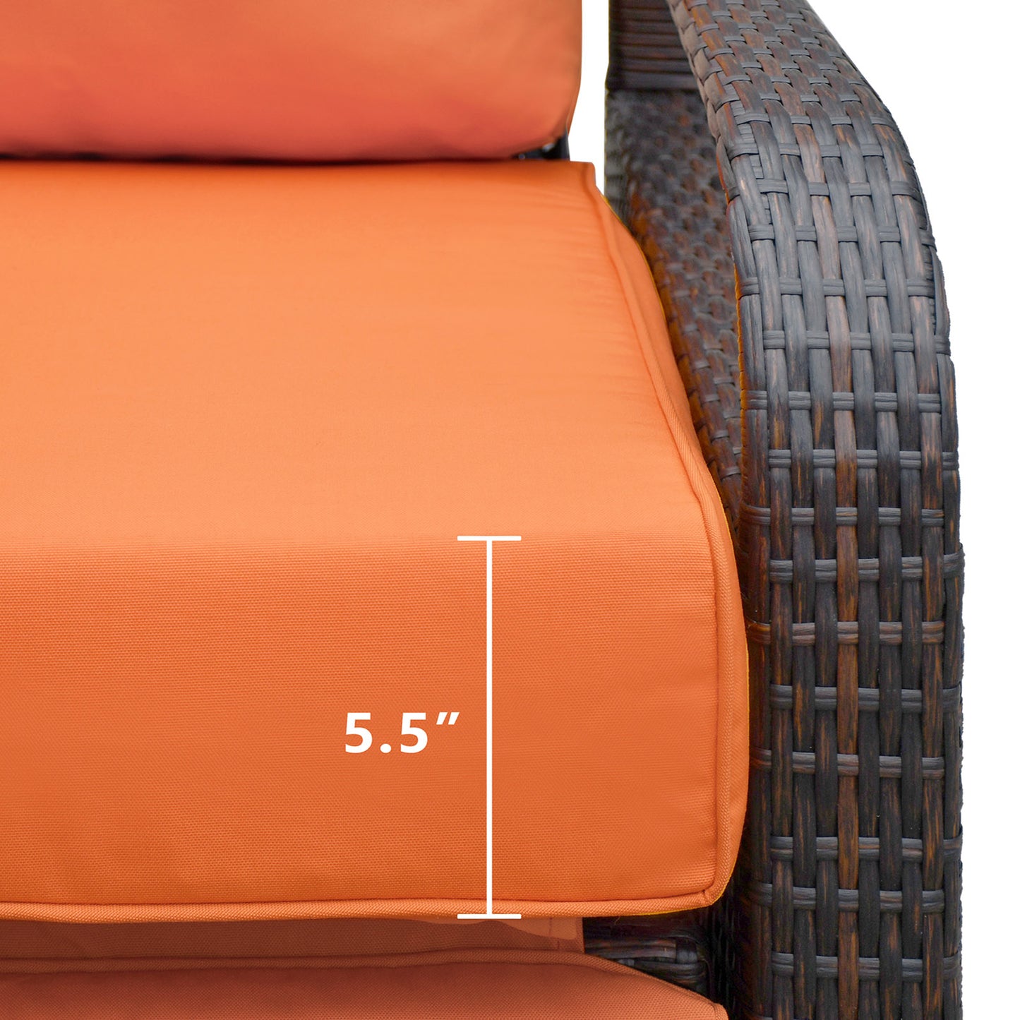 JP Outdoor Indoor Outdoor Wicker Recliner Patio Chair with Waterproof Cushions, Orange