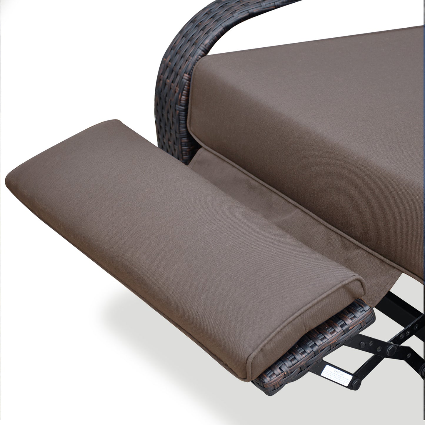 JP Outdoor Outdoor Aluminum Frame Adjustable Wicker Recliner Chair with Fade Resistant Cushion, Brown