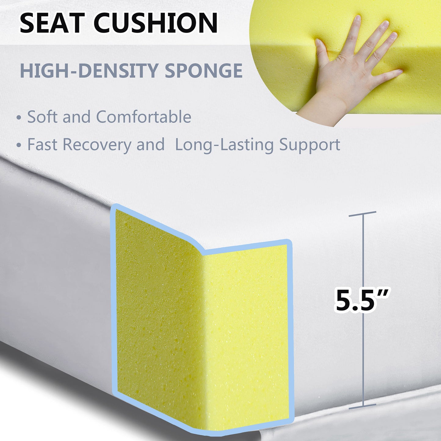 JP Outdoor Replacement Cushion for Indoor or Outdoor Adirondack or Rocking Chairs Cushion,Waterproof Chair Cushion,White