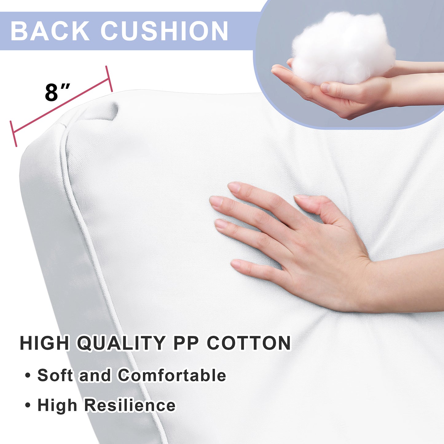 JP Outdoor Replacement Cushion for Indoor or Outdoor Adirondack or Rocking Chairs Cushion,Waterproof Chair Cushion,White