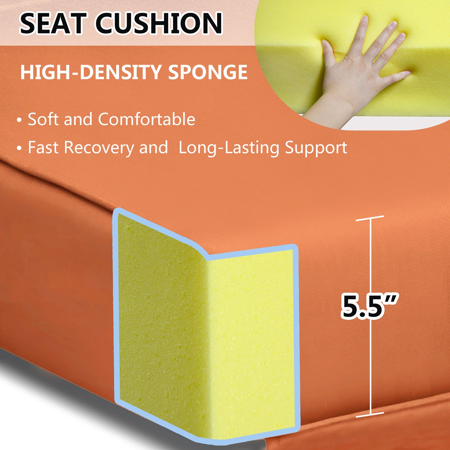 JP Outdoor Replacement Cushion for Indoor or Outdoor Recliner Chair,Good Firmness,Anti-fade & Water Repellent,Orange