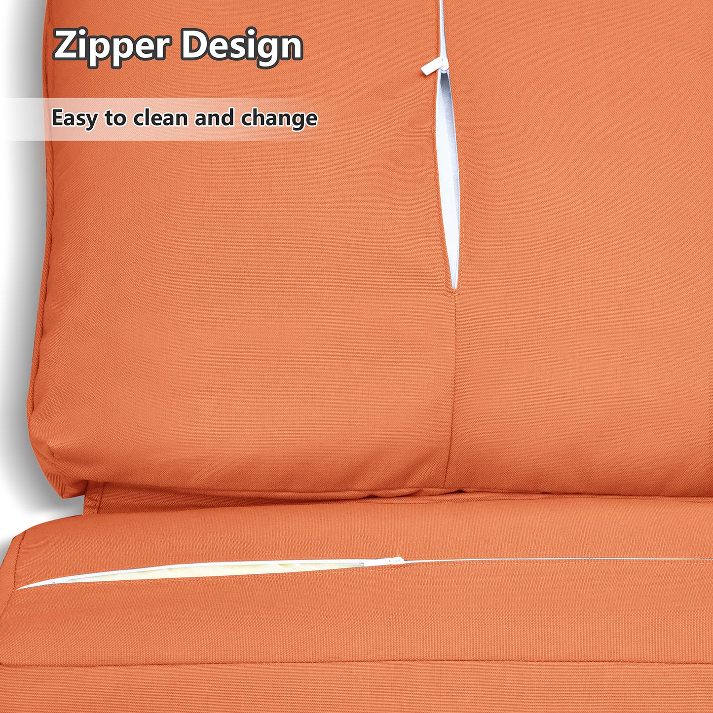 JP Outdoor Replacement Cushion for Indoor or Outdoor Recliner Chair,Good Firmness,Anti-fade & Water Repellent,Orange