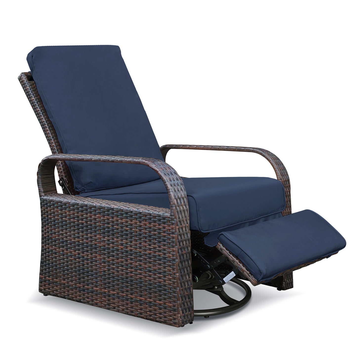 JP OUTDOOR All-Weather Resin Wicker Swivel Rocker Recliner Chair, for Garden Patio Outdoor, Navy Blue