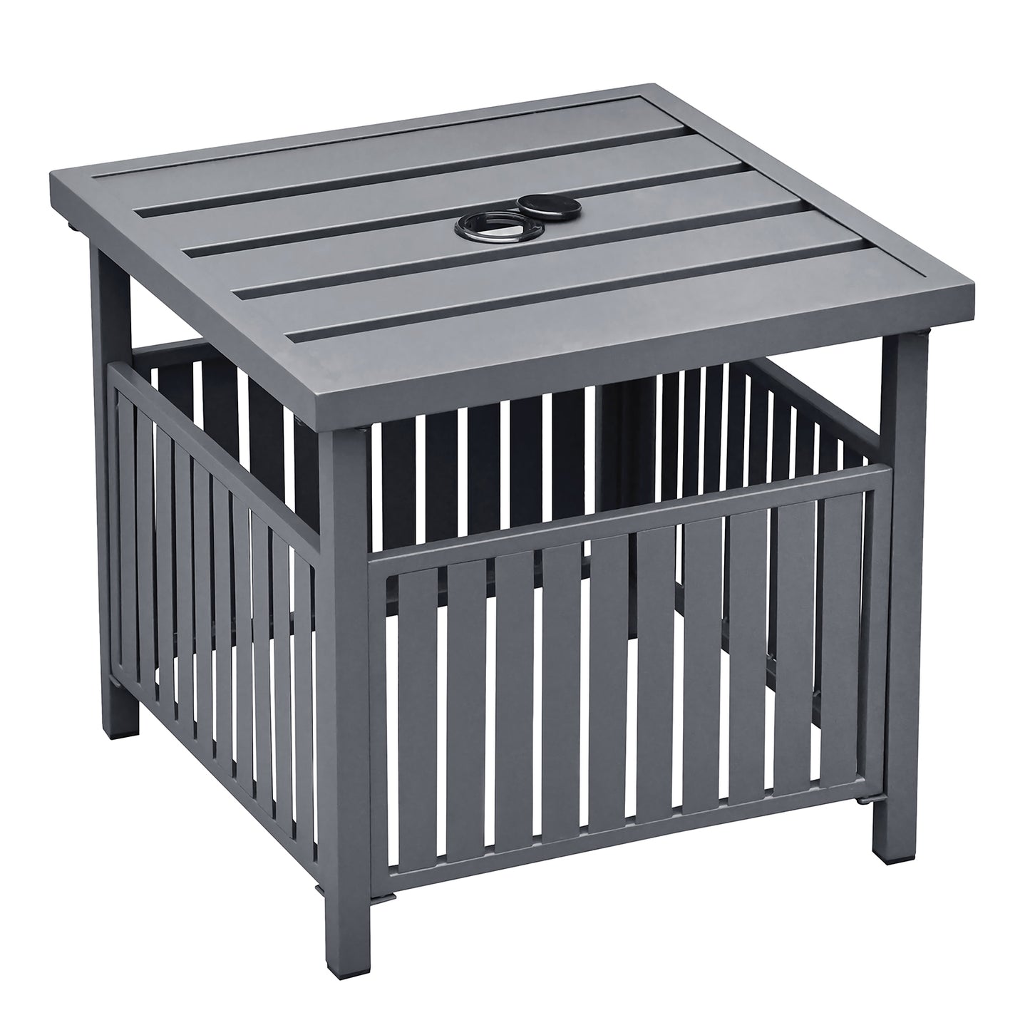 JP OUTDOOR Outdoor Steel Side Table with 1.7" Umbrella Hole for Deck,Pool,Garden,Black