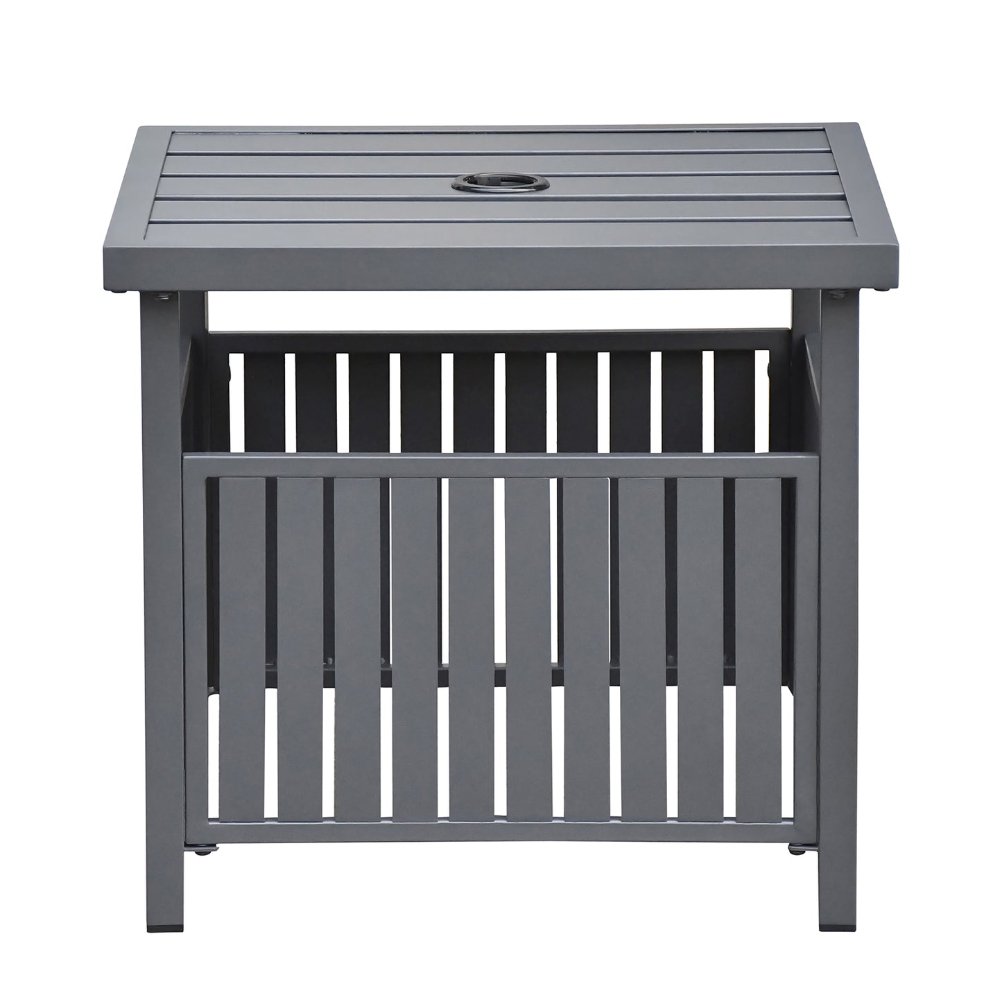 JP OUTDOOR Outdoor Steel Side Table with 1.7" Umbrella Hole for Deck,Pool,Garden,Black