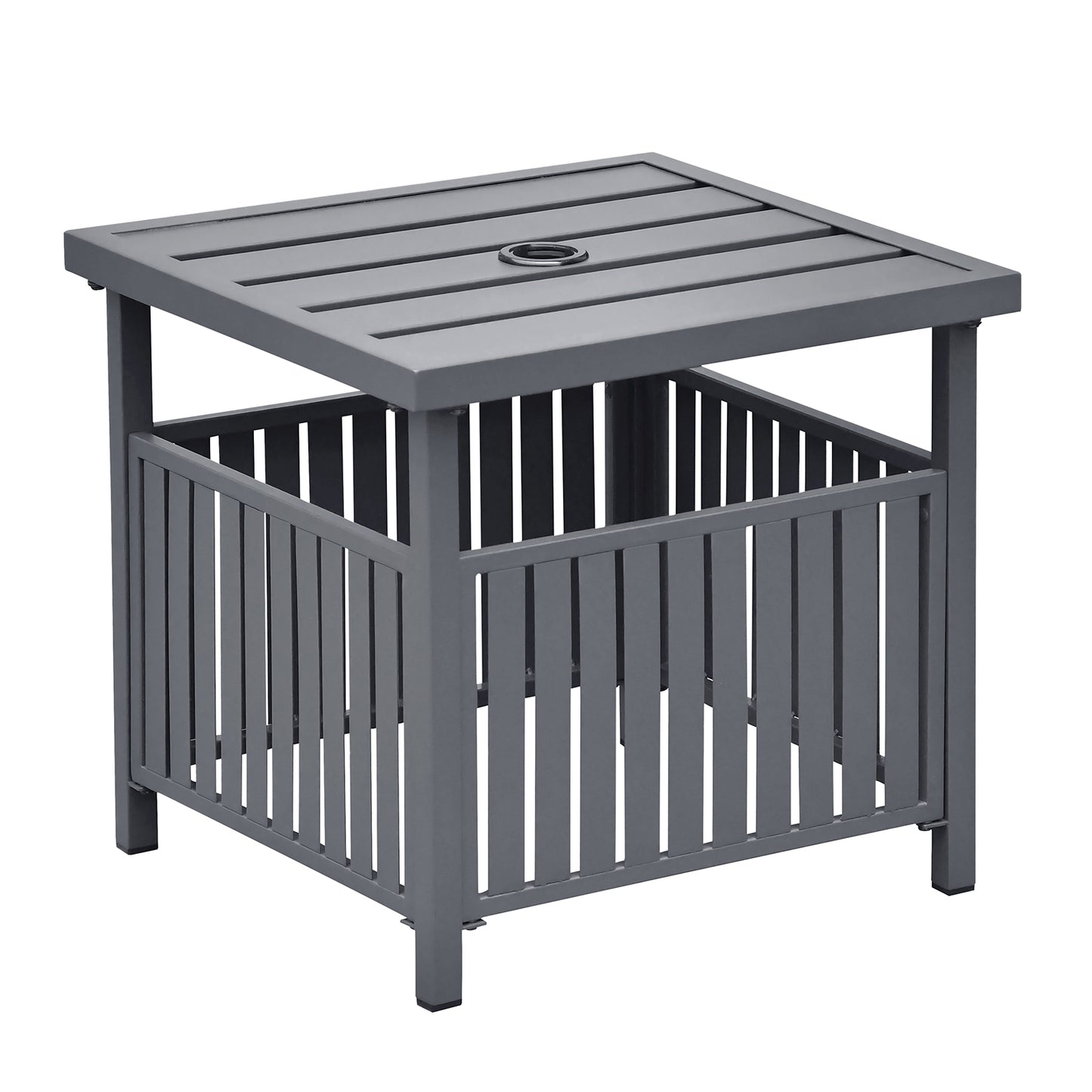 JP OUTDOOR Outdoor Steel Side Table with 1.7" Umbrella Hole for Deck,Pool,Garden,Black