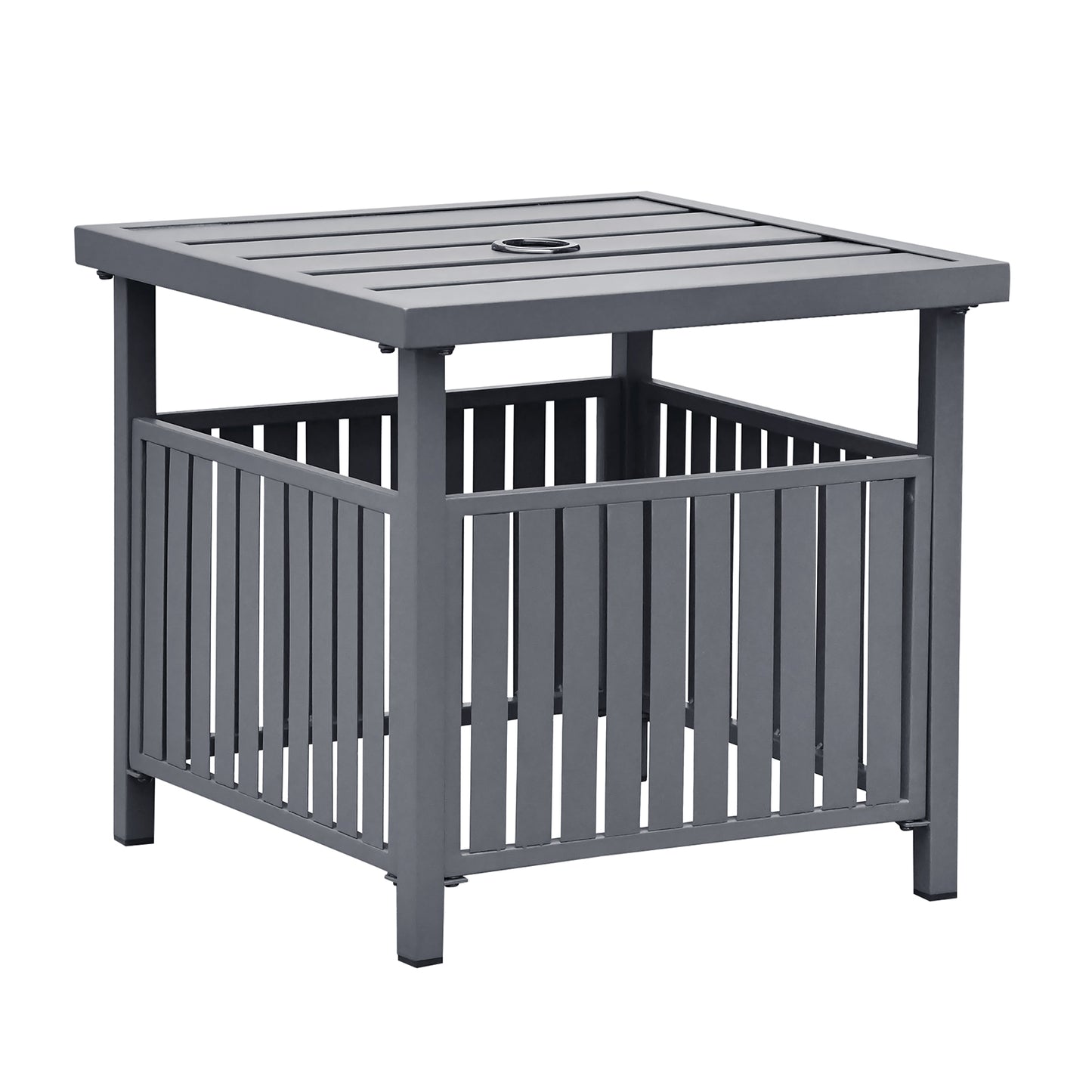JP OUTDOOR Outdoor Steel Side Table with 1.7" Umbrella Hole for Deck,Pool,Garden,Black
