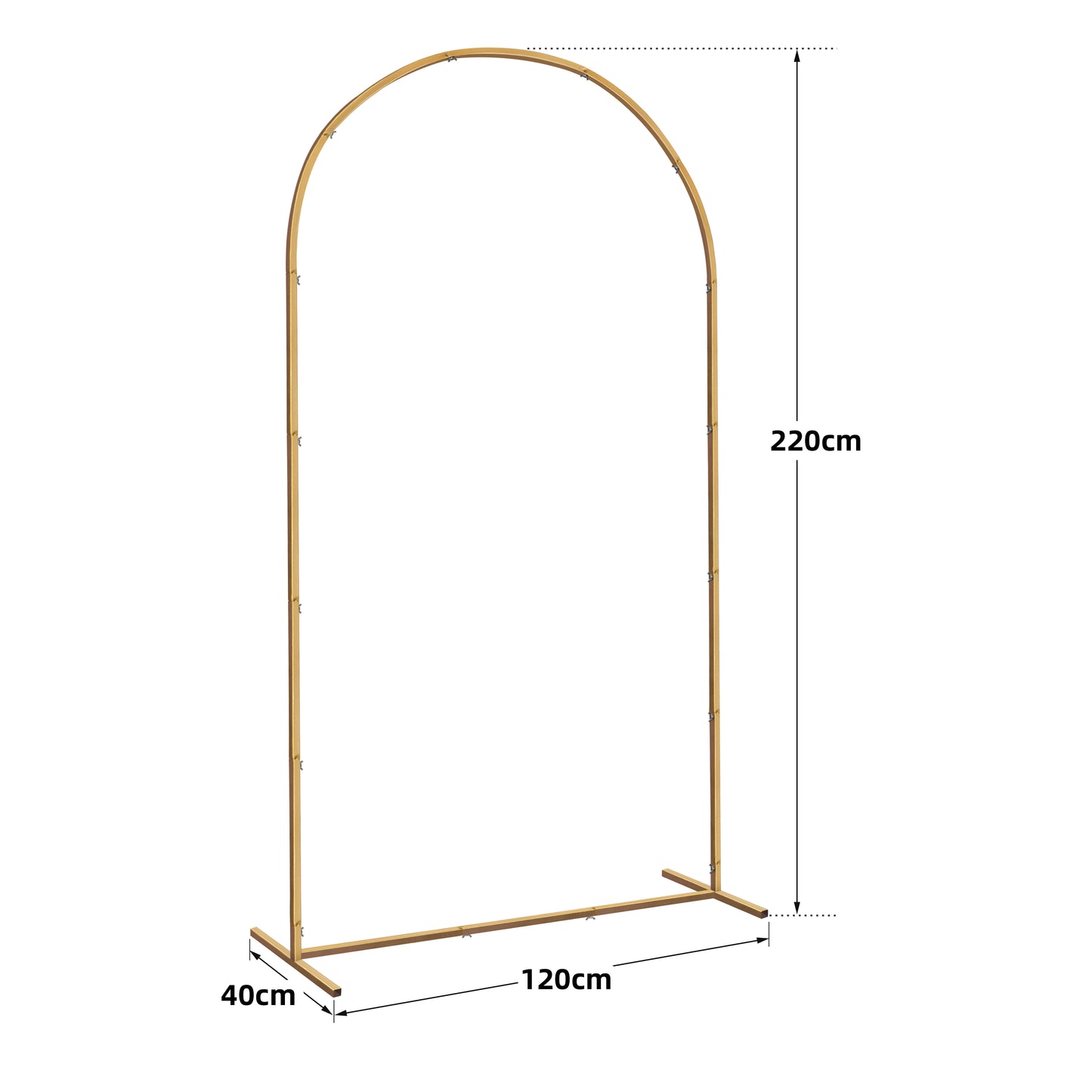 JP OUTDOOR 7.2ft Wedding Arch for Ceremony, Golden Balloon Stand, Metal Arch Backdrop for Decor