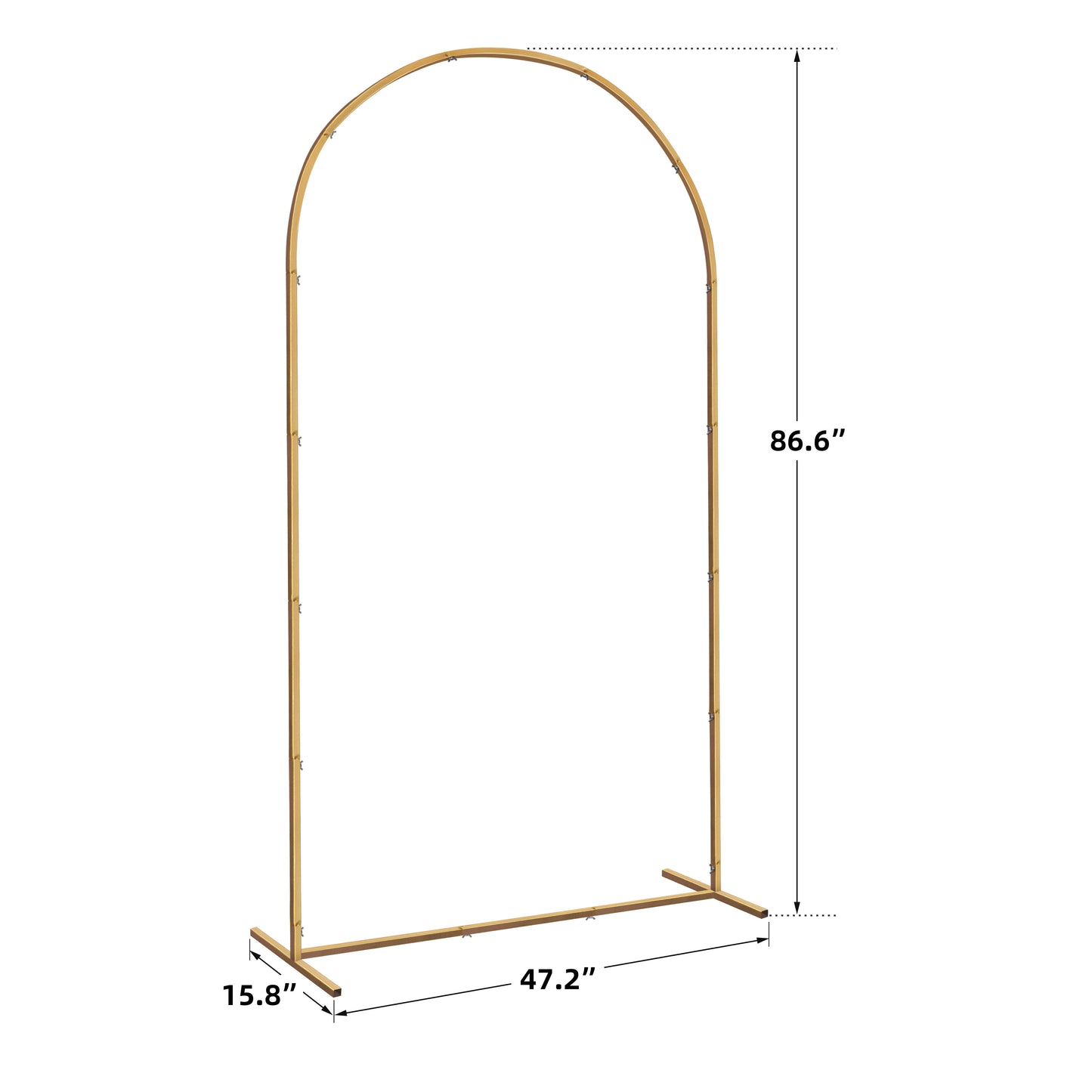 JP OUTDOOR 7.2ft Wedding Arch for Ceremony, Golden Balloon Stand, Metal Arch Backdrop for Decor