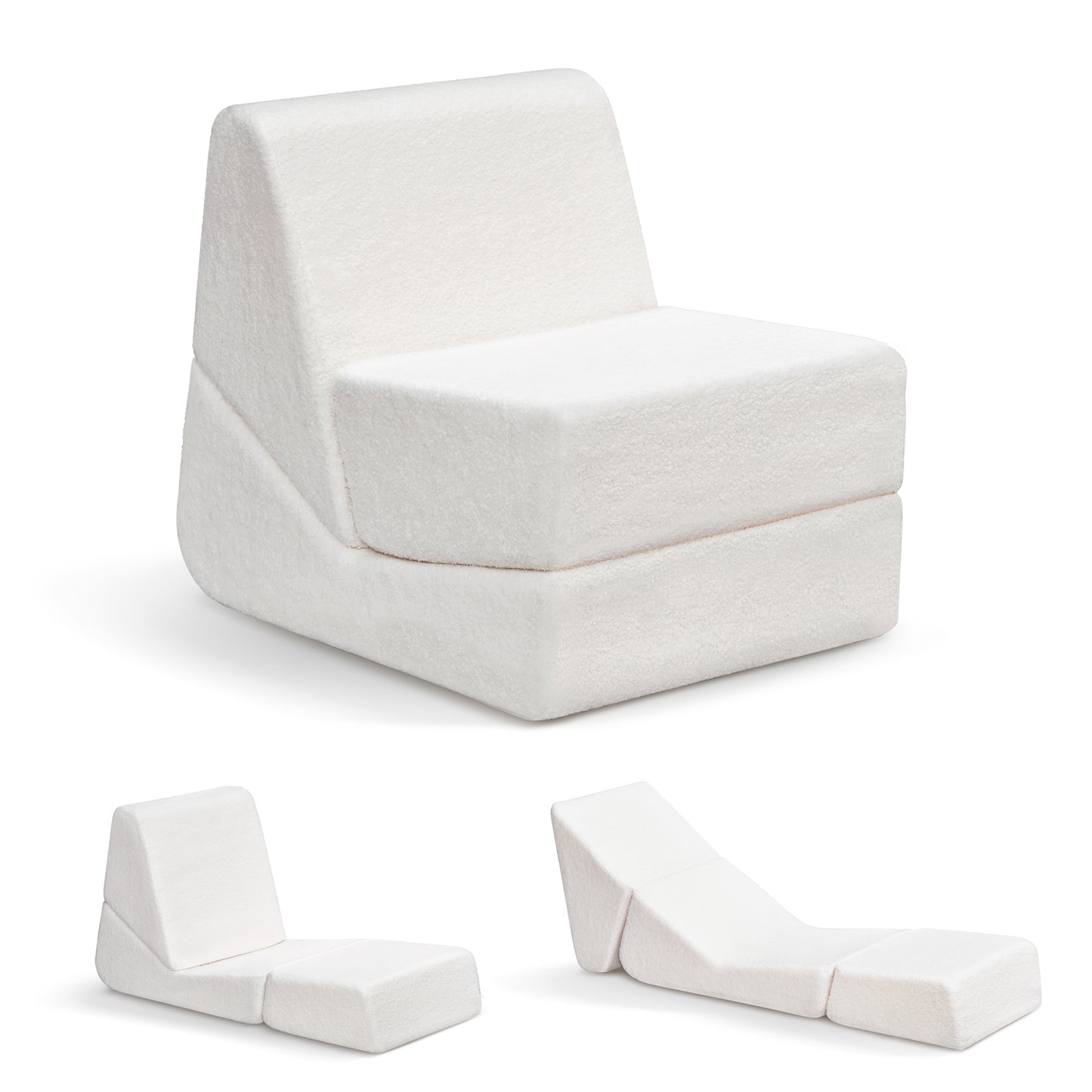 JP OUTDOOR Kids Lounger Teddy Velvet,Kids Foldable Chair Sofa,Beige