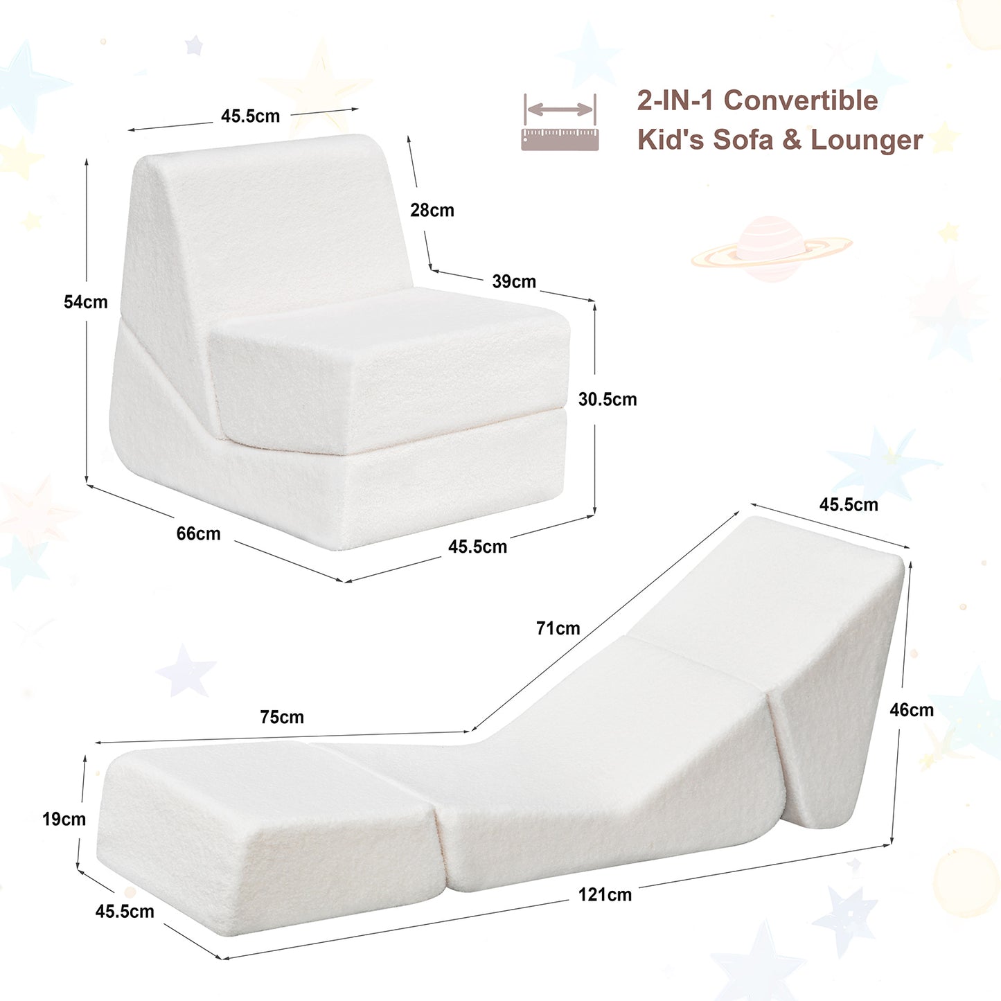 JP OUTDOOR Kids Lounger Teddy Velvet,Kids Foldable Chair Sofa,Beige