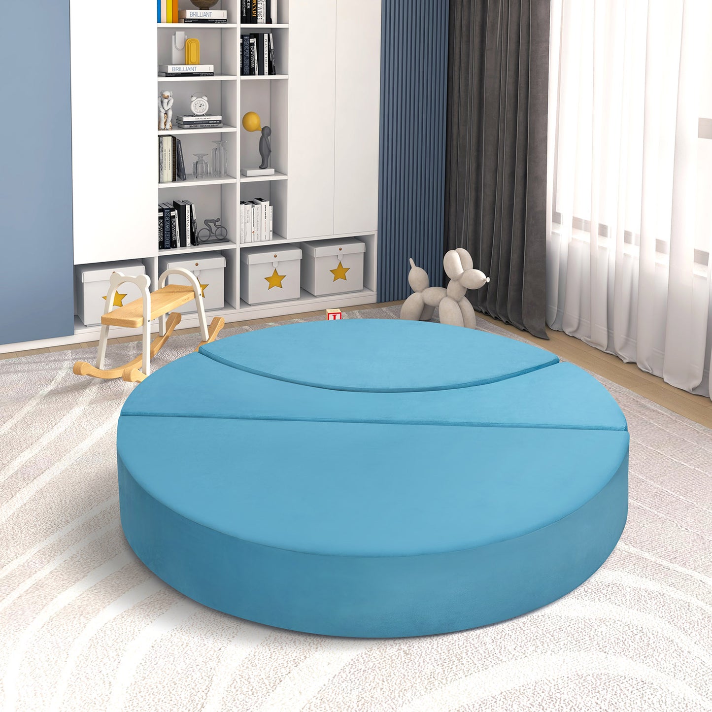 JP OUTDOOR Modular Kids Play Couch, Toddler Furniture Lounger Sofa ,Blue