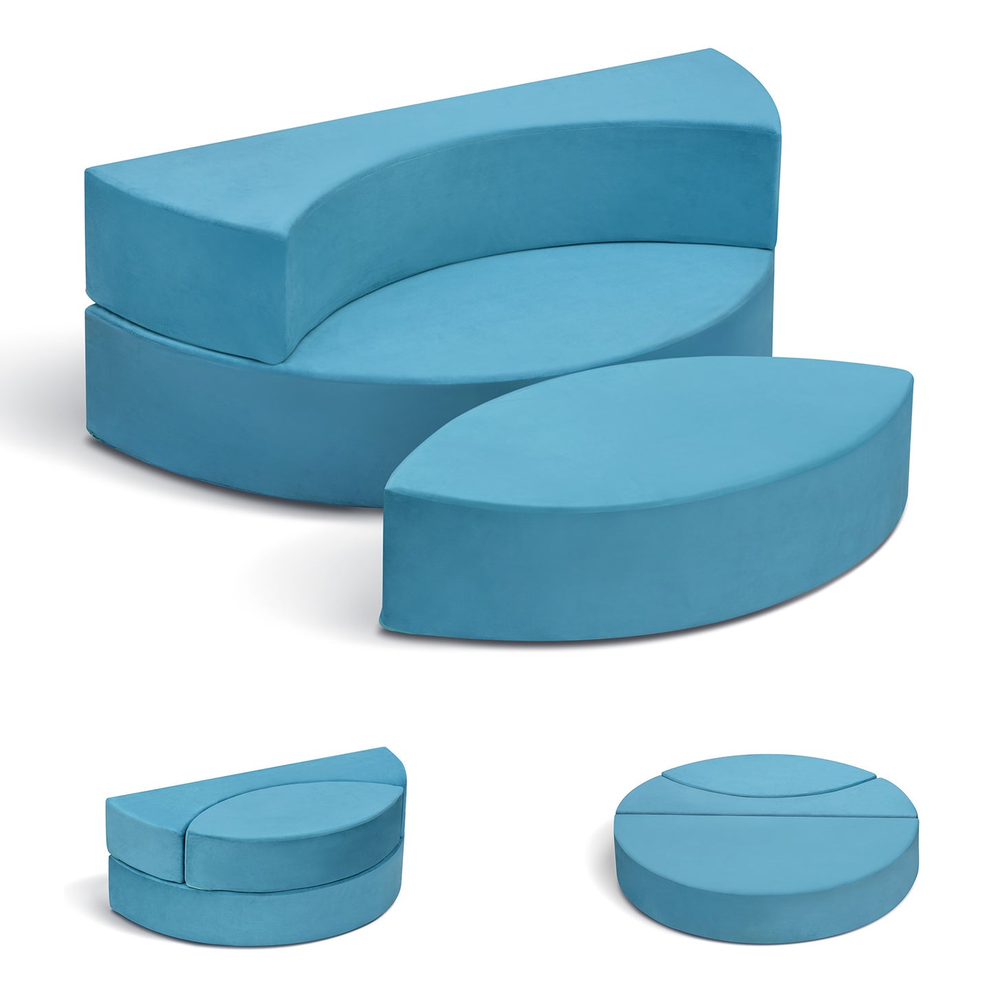 JP OUTDOOR Modular Kids Play Couch, Toddler Furniture Lounger Sofa ,Blue
