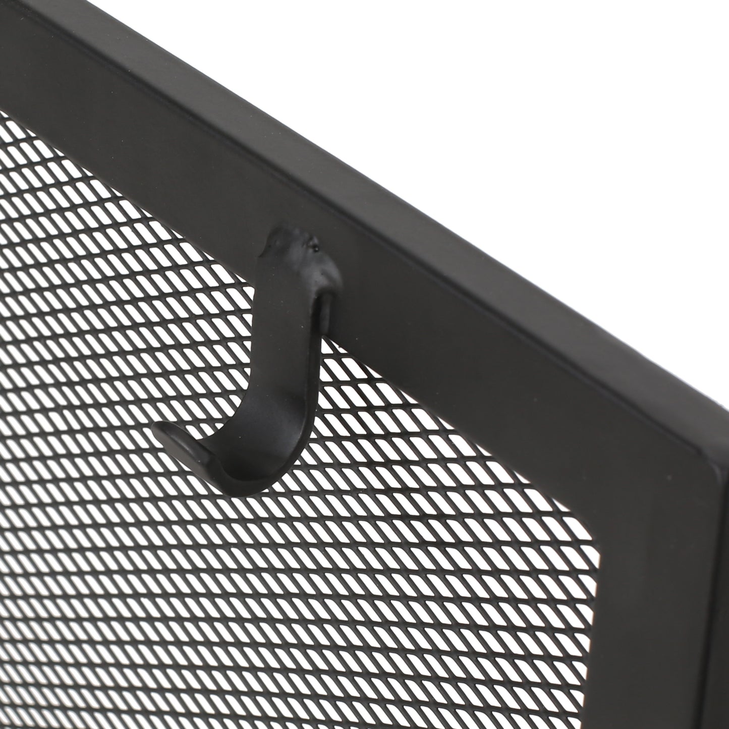 JP OUTDOOR 50.5"L x 32"H Folding Fireplace Screen with 4 Tool Set, Firepit Screen with Doors for Indoor Outdoor Areas, Black